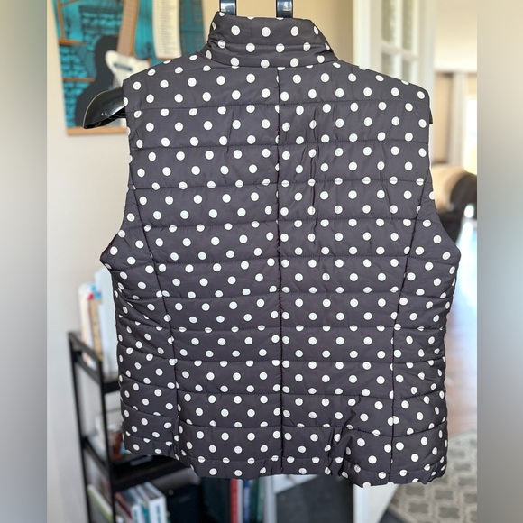LOFT Brown and Burgundy Polka Dot Puffer Vest – Size Large - Picture 8 of 8